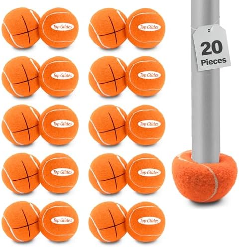 Top Glides 20PCS Pre-Cut Walker Tennis Ball Glides - 10 Pairs