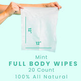 HyperGo Body Wipes - No Rinse Wet Wipes for Adults, All Natural Shower Bathing Wipes, Refreshing Body and Face Cleansing Wipes for Women and Men, 40 Extra Large Disposable Washcloths, 12x12 Mint