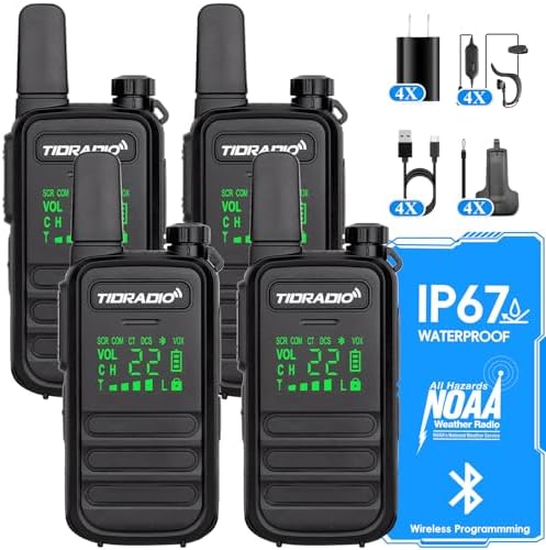 Walkie Talkies for Adults IP67 Waterproof, TIDRADIO TD-M11 Two-way Radios, Wireless Programming, Frequency Copy, 22 FRS Channels, NOAA, VOX, USB C Charging Long Range Rapid Radio Survival Gear -4 Pack