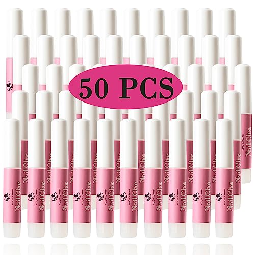 50Pcs Nail Glue, Nail Glue for Acrylic Nails Press On Nails Professional Nail Tip Glue Long Lasting Nail Adhesive Glue Super Bond for False Nails Adhesive for Fake Nails Glue Tips 0.07oz