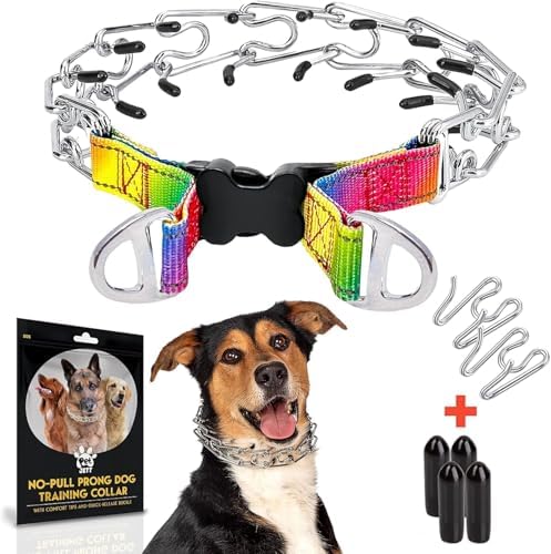 Adjustable No Pull Dog Traning Collar with Buckle for Small Medium Large Dogs (Packed with Extra Links)
