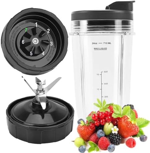 Blender Replacement Parts for Ninja, 24oz Ninja Replacement Cup 7 Fins Ninja Blender Blade Compatible with Ninja BN401 BN751 BN801 BL480_30 BL490_30 BL642 CL405CO CT680 NN100A NN101 NN102 BL2012