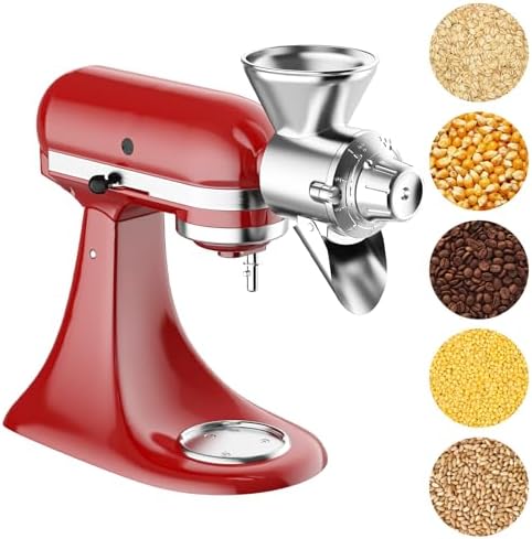 Grain Mill Attachment for Kitchenaid Stand Mixer, Flour Mill for Kitchenaid, Fit for Non-Oily Dry Grain Corn, Coffee Bean, Buckwheat, Oats, Millet, Wheat, Flour Mill Attachment by Cofun
