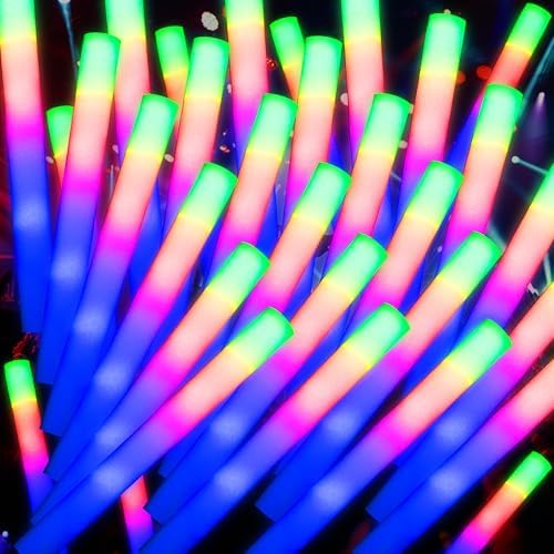 68 Pack led foam glow sticks bulk,wedding glow sticks for reception props，white foam glow sticks for adults wedding，light up foam sticks，party light sticks pack,light sticks for parties bulk.