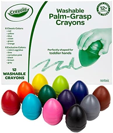 Crayola Egg Crayons (12ct), Washable Toddler Crayons, Jumbo Crayons for Toddlers, Preschool Art Supplies, Toddler Gifts, Ages 1+