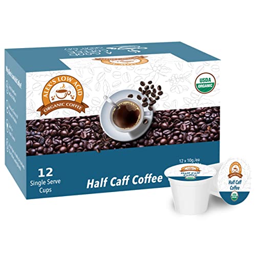 Alex's Low Acid Organic Coffee K-Cups (12 Servings) - Half Caff