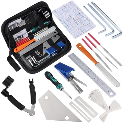LEKATO 25Pcs Guitar Tool Kit, Guitar Repair Kit, Guitar Maintenance Kit, Guitar String Winder, Hex Wrenches, String Action Ruler for Acoustic Guitar Electric Guitar Ukulele