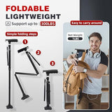 BeneCane Walking Cane for Women Folding Cane for Men with Two Led Lights Quad Cane with Stable Base Lightweight and Adjustable Walking Stick