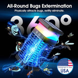 Bug Zapper Outdoor Indoor Mosquito Zapper Solar Fly Zapper Rechargeable Electric Mosquito Killer IP68 Waterproof Insect Fly Trap Plug in with RGB Light & Reading Lamp for Patio Camping Home Backyard