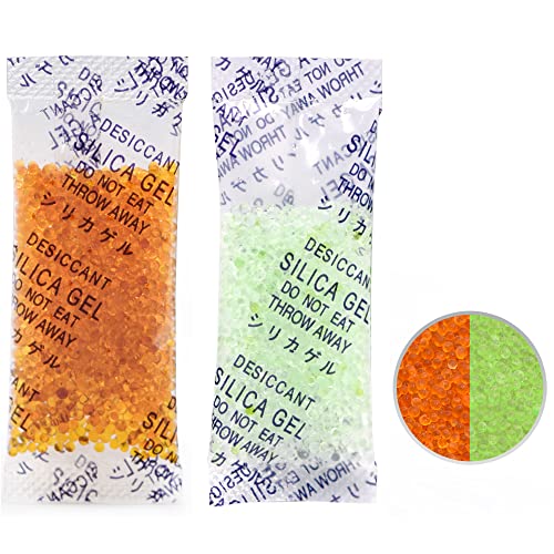 Wisesorb 3 Gram 180 Packets Silica Gel Orange Indicating (Orange to Green) Silica Gel Packets Food Grade Desiccant Packs Dehumidifier - Rechargeable Silica Packets, Moisture Absorbers, Silica Packets