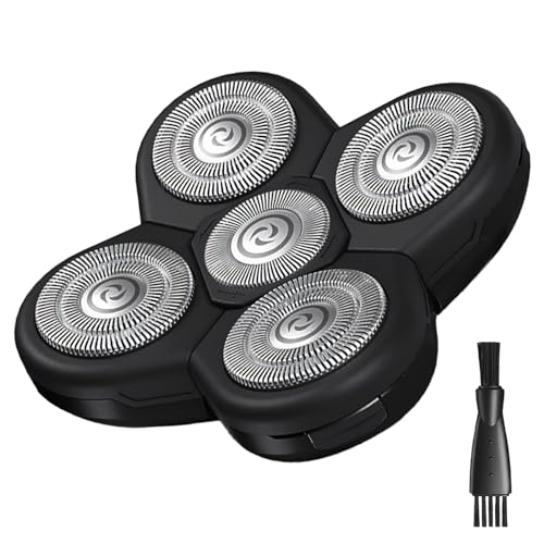 Shaver Replacement Blades for Head Shaver Kit, 5 Blades Shaver Replacement Heads for Bald Men Freedom Shaving, Face and Head Electric Razor Shaver for Bald Heads, with Cleaning Brush