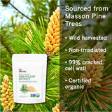 INCAS 100% USDA Organic Pine Pollen Powder Non GMO Verified 99% Cracked Cell Wall, Wild HARVESTED, Non-Irradiated, Boosts Energy & Immune Support, No Fillers or Additives