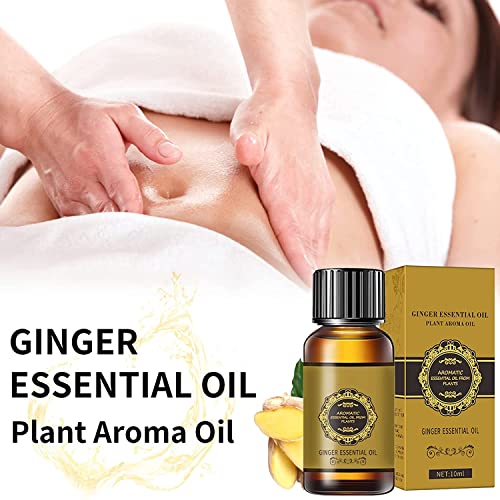 Belly Drainage Ginger Oil, Ginger Oil Lymphatic Drainage Massage Oil, Natural Lymphatic Drainage Ginger Oil,Ginger Massage Oil,Plant Aroma Oil, Natural Ginger Essential Oil (10 Pack)