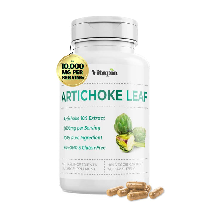 Vitapia Organic Artichoke Leaf Extract 10,000mg for Healthy Digestion, Liver Health & Functions, Antioxidant Support - 10:1 Ratio & 180 Veggie Capsules - Non-GMO, Gluten-Free, Vegan-Friendly