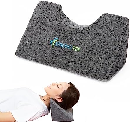 StrongTek Dual-Curve Cervical Pillow – Neck Traction Wedge for Pain Relief, Posture Correction & Stretching – Orthopedic Foam Pillow with Washable Cover