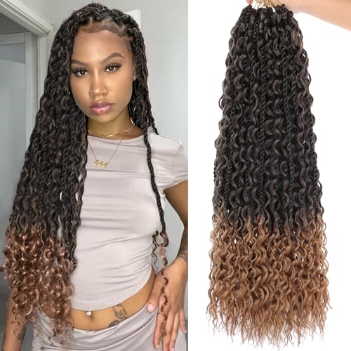 9 Packs Senegalese Twist Crochet Hair with Curly Ends 24 Inch Boho Island Twist Crochet Braids Pre-Looped Ombre Blonde Boho Twists Braids Crochet Hair for Women Braiding Hair Extensions T27#
