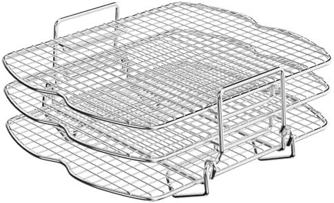 BBQ-PLUS Upgraded Dehydrator Rack Stainless Steel Air Fryer Stand for Ninja Foodi AG300, AG300C, AG301, AG301C, AG302, AG400, IG301A Ninja Foodie Grill Accessories Roasting Rack for Oven and Grill