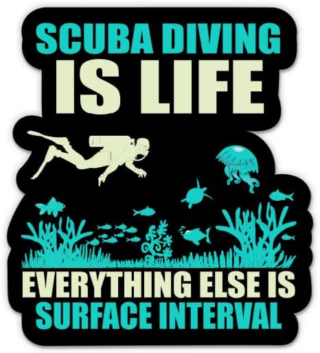 Scuba Diving is Life Stickers - 2 Pack - Waterproof Vinyl for Car, Phone, Water Bottle, Laptop - Scuba Dive Decals (2-Pack)