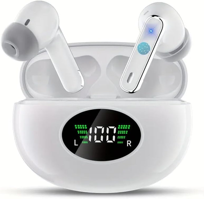 Wireless Earbuds Bluetooth 5.4Headphones Bass Stereo Ear Buds with Noise Cancelling Mic LED Display in Ear Earphones IP7 Waterproof 48H Playtime for Laptop Pad Phones Sports Workout