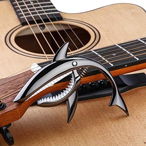Shark Guitar Capo Pretty Cool Capo for Electric Acoustic Classical Guitar Ukulele Zinc Alloy Spring Capo (black)