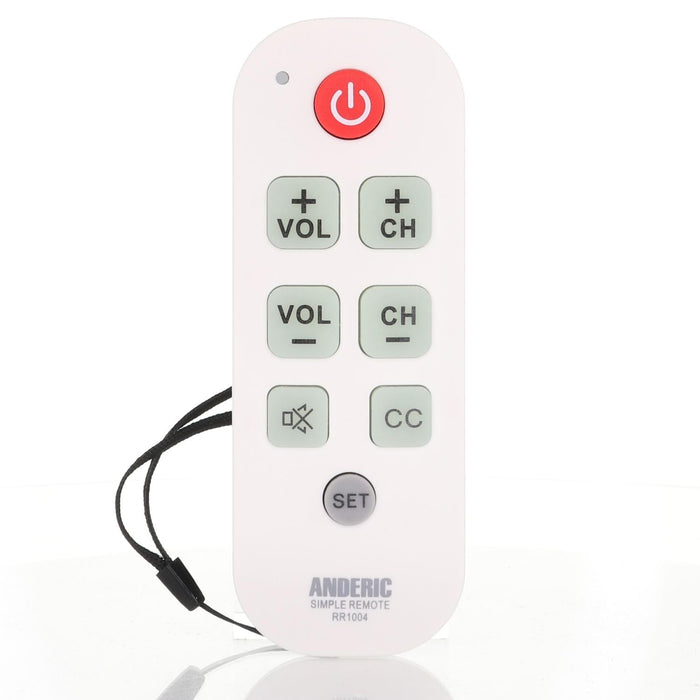Anderic RR1004 Universal Big Button TV Remote. Easy to Use, Smart TV, Learning, Glow Keys - Television & Cable Box Controller, Perfect for Assisted Living Elderly Care. White TV Remote Control
