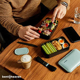 Bentoheaven Premium Bento Box Adult Lunch Box with Compartments for Women & Men, Set of Utensil & Chopsticks & Dip Container, Cute Japanese Kids Bento Lunch Box, Microwavable (Billie Green)