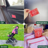 HoHpHq Emergency Contact Card 12 Pack with 10 Card Sleeves - Child ID Card for Car Seat Safety Stickers and Backpack Tags for Kids - Life Alert for Travel,Camping,Medical Fokder,Daycare Essential