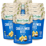 RHYTHM SUPERFOODS Crunchy Cauliflower Bites - Organic & Non-GMO, Vegan, Gluten-Free, Vegetable Superfoods - Salted, 1.4 Oz (Pack Of 8)