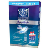 Clear Care Plus with Hydraglyde Cleaning & Disinfecting Solution Twin Pack with 2 Lens Cases Included 16 oz