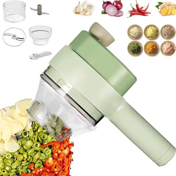 5 in 1 Electric Vegetable chopper hand held, Ninja Food Chopper, Mini Garlic chopper, Fruit Slicer, Egg whisk and Meat Mincer,Handheld Vegie Cutter for Salad
