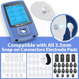 TEC.BEAN 24 Modes Tens Unit Muscle Stimulator, Rechargeable Tens Machine with 8 Electrode Pads (American Gel), Electric Pulse Massager for Pain Relief Therapy（Blue）
