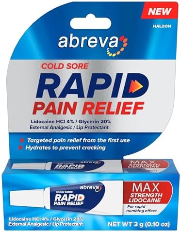 Abreva Cold Sore Treatment Rapid Pain Relief Cream - 1 Tube, 3 Grams