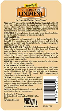 Absorbine Veterinary Liniment Gel, Topical Menthol Analgesic Rub for Sore Muscle, Joint & Arthritis Pain Relief, 12oz Bottle 2-Pack