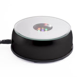 Amlong Crystal 3 Inch Rotating LED Light Display Base with Adaptor, Black