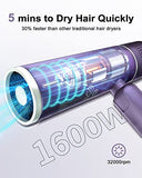 7MAGIC Foldable Hair Dryer, Powerful Ionic Blow Dryer for Fast Drying, Travel Hair Blow Dryer with Storage Bag, Lightweight Portable Hairdryer for Women, Cold/2 Heating/2 Speed Settings, Purple
