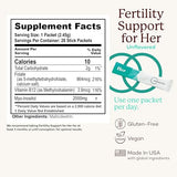 Premama Fertility Support for Her Powder Packets, Multivitamin Supplement To Support Normal Ovulatory Function and Egg Quality, Gluten-Free, Vegan, Unflavored, 28 Single-Serve Packets