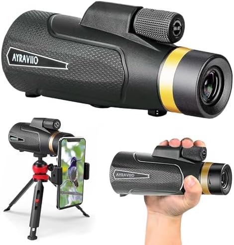 12x60 Monocular Telescope with Smartphone Holder & Sturdy Tripod, High Powered SMC & BAK4 Scope, Birthday Gifts for Men Dad Him Husband Teen, Outdoors Survival Hiking Gear, White Elephant Gift