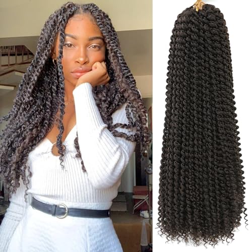 Alrence Passion Twist Hair 20 Inch 8 Packs Water Wave Crochet Hair Curly Braiding Hair For Butterfly Locs Long Bohe Crochet Braids (20 Inch (Pack of 8), 4#)
