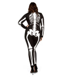 Tipsy Elves Form Fitting & Flattering Skeleton Bodysuits for Halloween - Women's Sexy Skeleton Costume - Women's White Skeleton Bodysuit Halloween Costume Size Medium