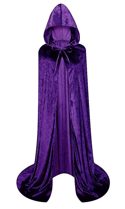 Unisex Christmas Hooded Cloak Full Length Halloween Costume Party Cape Purple