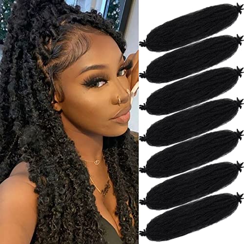 Afro Twist Hair 24 Inch Black 7 Packs Cuban Twist Hair Pre Separated Marley Twist Braiding Hair for Faux Locs Synthetic Springy Afro Kinky Twist Hair Pre Fluffed Spring Twsit Hair Extensions (24",1B)