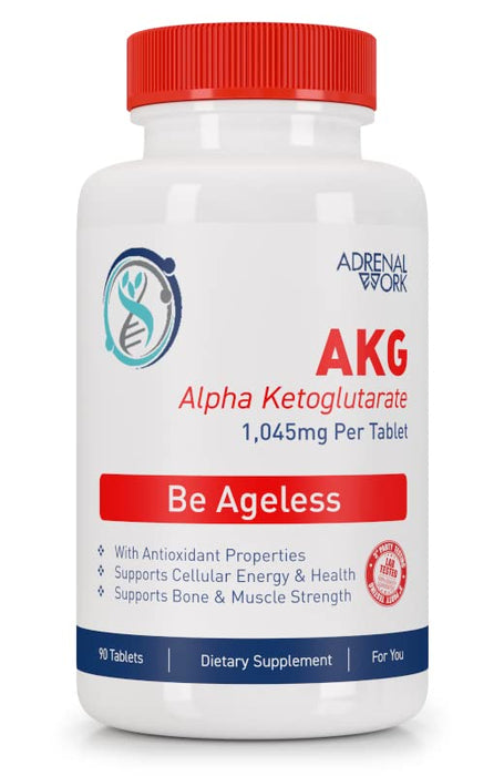 Adrenalwork - AKG (Alpha Ketoglutarate) and L arginine Supplement - 1,000 mg per Tablet, 90 Day Supply - Cellular Detox to Support Healthy Aging : Stronger Bones, Less Grey Hair, Better Gut Health*