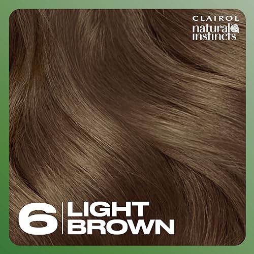 Clairol Natural Instincts Demi-Permanent Hair Dye, 6 Light Brown Hair Color, Pack of 3