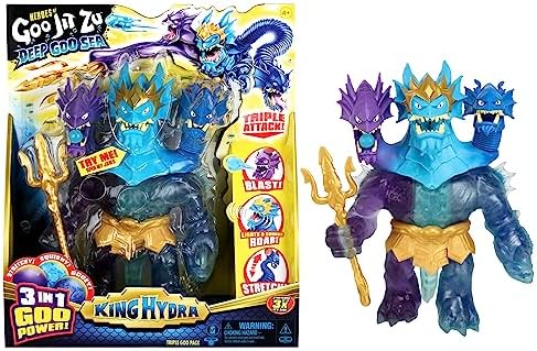 Heroes of Goo Jit Zu Deep Goo Sea King Hydra Figure with Triple Attack 3 in 1 Goo Power. Plus Light and Sound Battle Action!