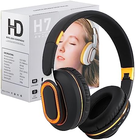 Bluetooth Headphones, Foldable Wireless Over-Ear Headphones with Hidden Mic for Cell Phone, Laptop, PC, Suitable for Music, School, Workouts, and Gaming (Black)