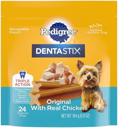 PEDIGREE DENTASTIX Toy/Small Dog Dental Treats Original Flavor Dental Bones, 5.8 oz. Pack, Pack of 7 (168 Total Treats)