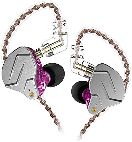 erjigo KZ ZSN Pro Dynamic Hybrid Dual Driver in Ear Earphones Detachable Tangle-Free Cable Musicians in-Ear Earbuds Headphones (Purple Without Mic)