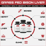 Grass Fed Bison Liver Capsules Supports Energy Production, Detoxification, Digestion, Immunity, Natural Iron Non-GMO, Freeze Dried Liver Health Supplement, 3000mg