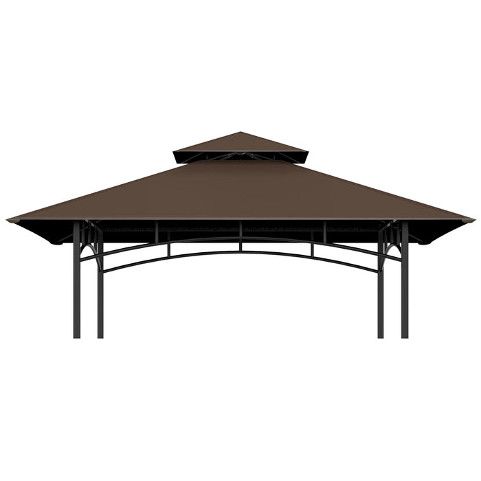 Grill Gazebo Replacement Top, 5 * 8 Outdoor BBQ Top Cover, Double Layer BBQ Gazebo Top Canopy for Model #L-GG001PST-F (Brown)