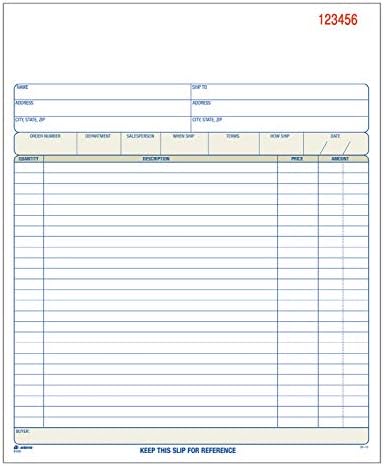 Adams Order Book, Carbonless, White/Canary/Pink, 3-Part, 8-3/8 x 10-11/16 Inches, 50 Sets (TC8100)